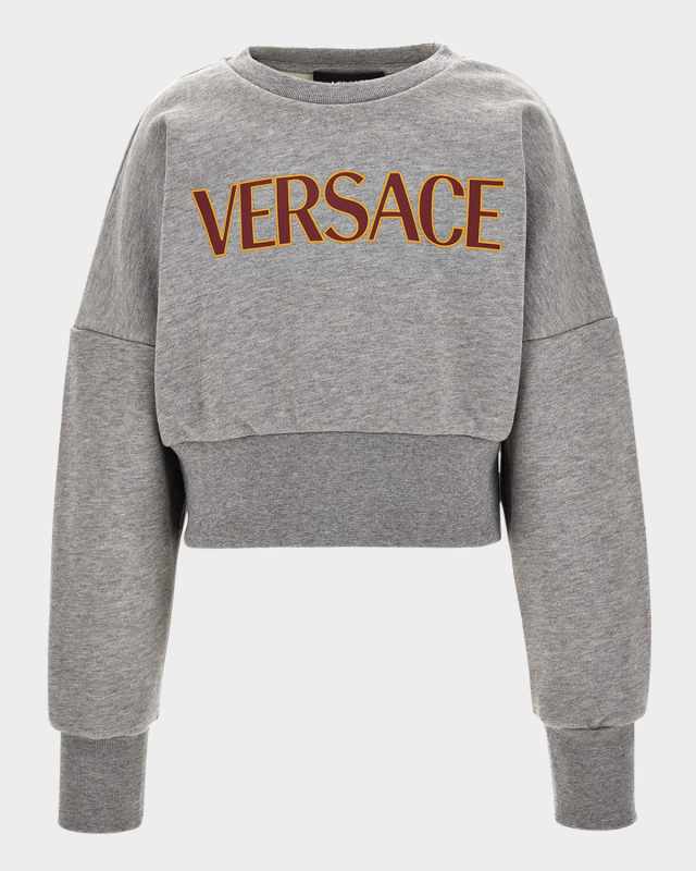SWEATSHIRT MELANGE FLEECE VERSACE LOGO KIDS PRINT